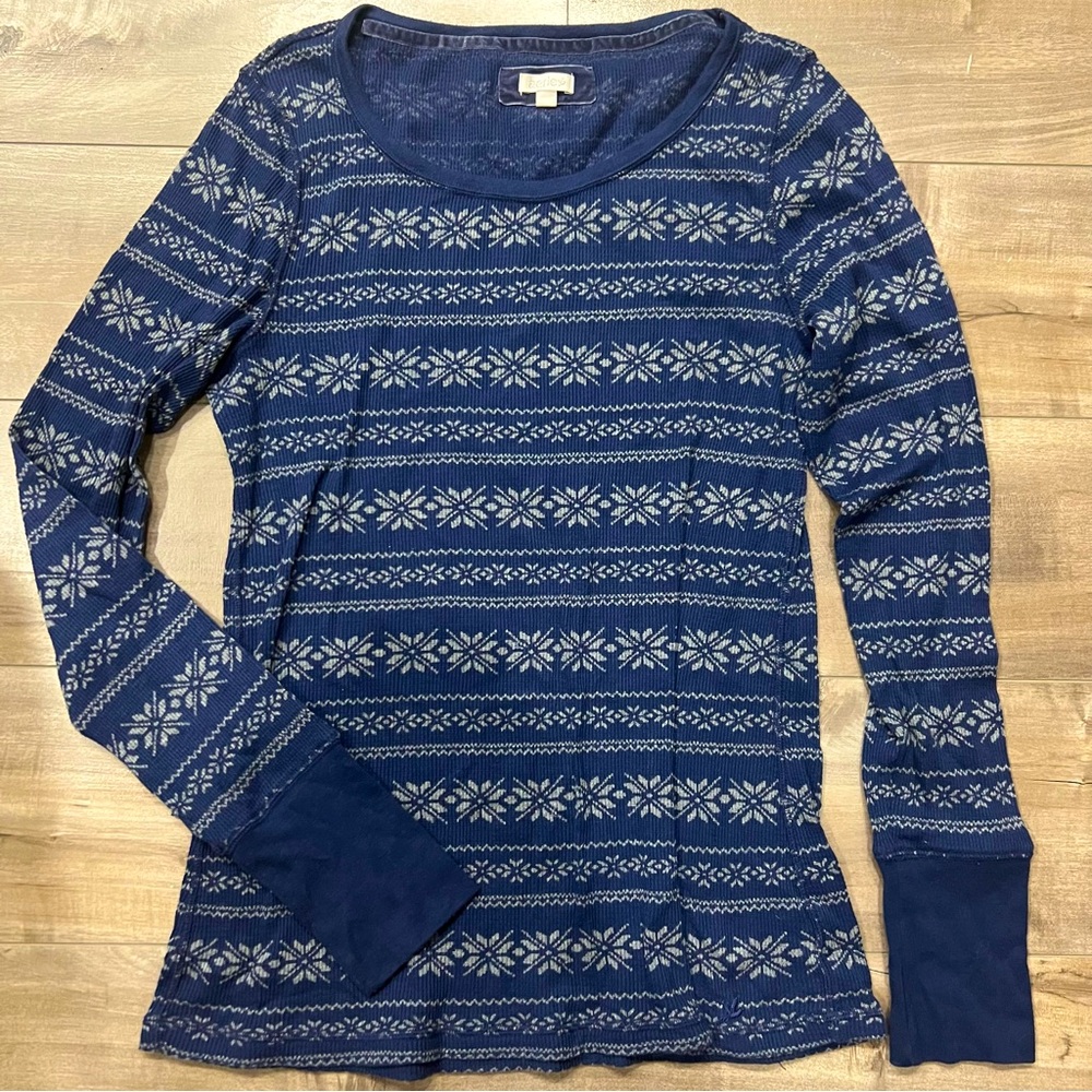aerie Navy Blue Fair Isle Long Sleeve Tee